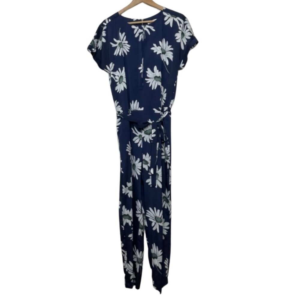 ISANI | Short Sleeve Blue and White Daisy Jumpsuit | Size L - Picture 2 of 12